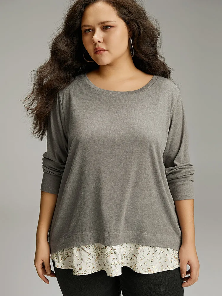 Patchwork Ditsy Floral Round Neck T-shirt sold by Bloomchic product image thumbnail 5