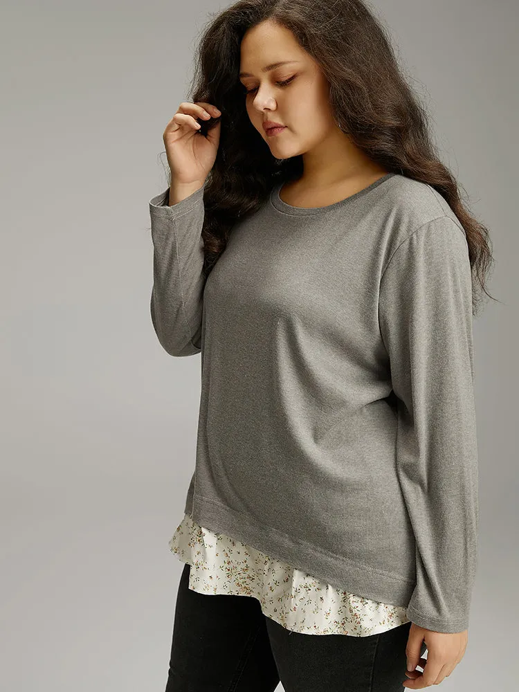 Patchwork Ditsy Floral Round Neck T-shirt sold by Bloomchic product image thumbnail 3