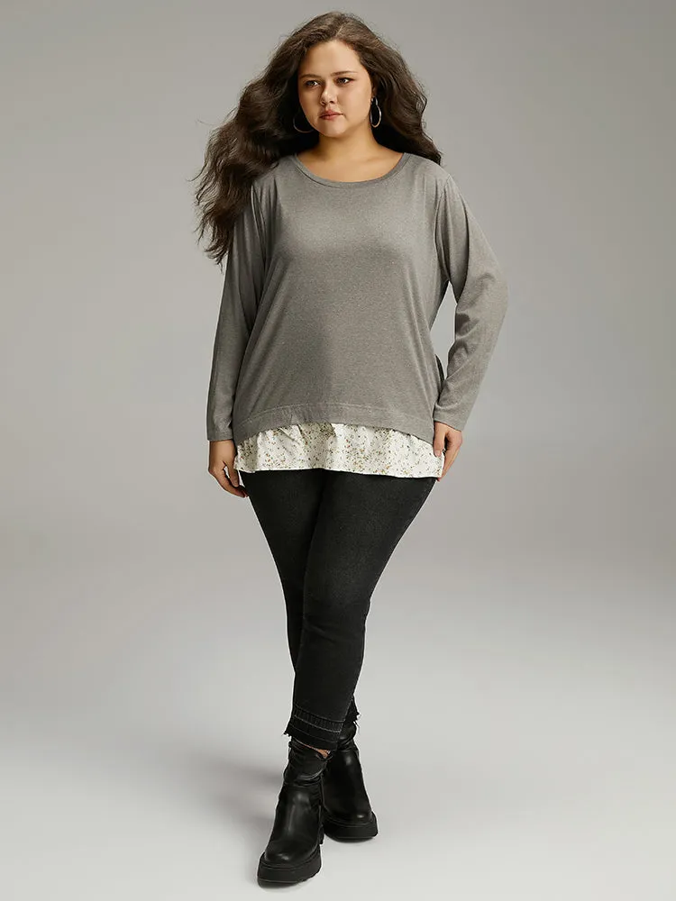 Patchwork Ditsy Floral Round Neck T-shirt sold by Bloomchic product image thumbnail 4