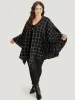 Plaid Buckle Detail Cape Kimono sold by Bloomchic