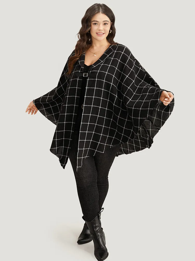 Plaid Buckle Detail Cape Kimono sold by Bloomchic product image thumbnail 5