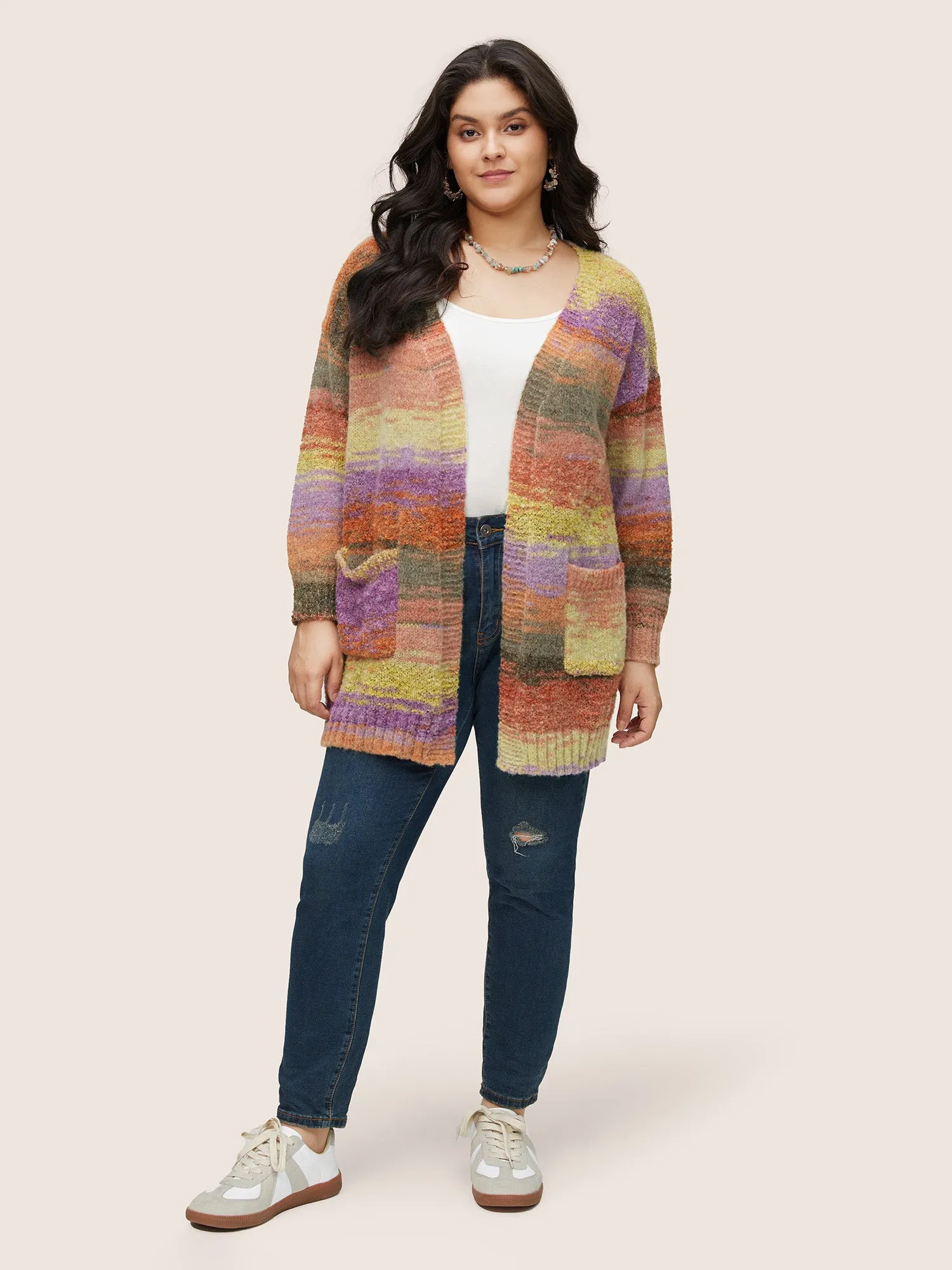 Ombre Heather Contrast Pocket Cardigan sold by Bloomchic product image thumbnail 3