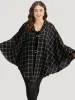 Plaid Buckle Detail Cape Kimono sold by Bloomchic
