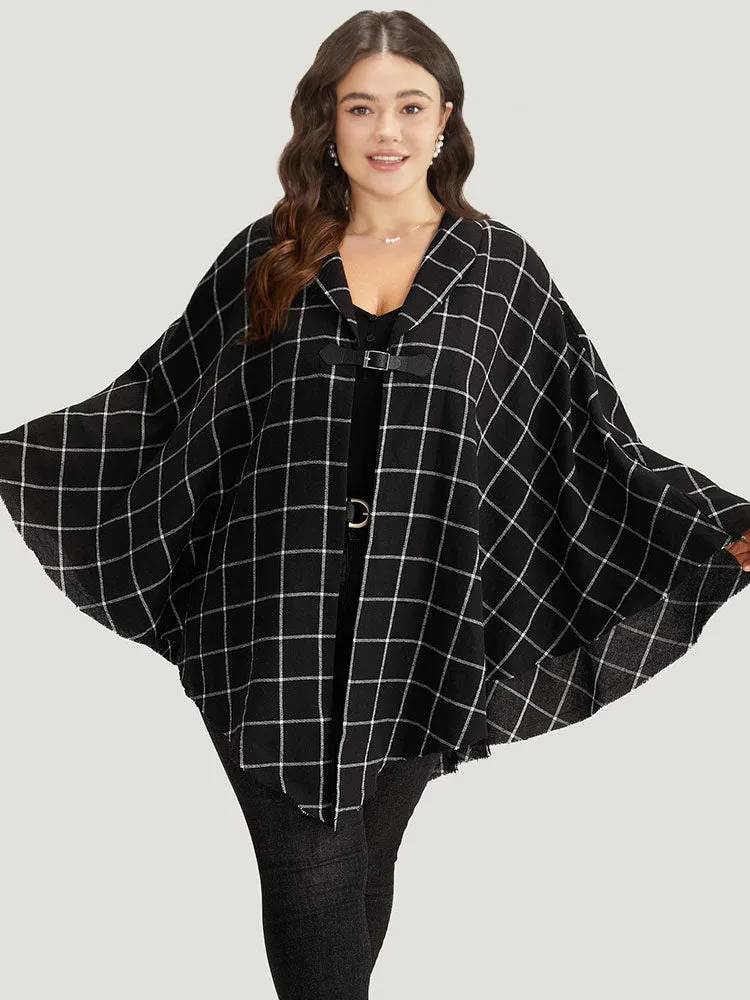 Plaid Buckle Detail Cape Kimono sold by Bloomchic product image thumbnail 3