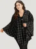 Plaid Buckle Detail Cape Kimono sold by Bloomchic