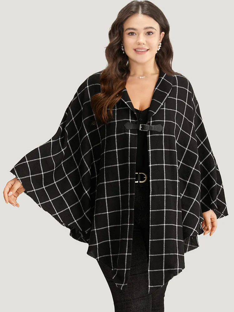 Plaid Buckle Detail Cape Kimono sold by Bloomchic