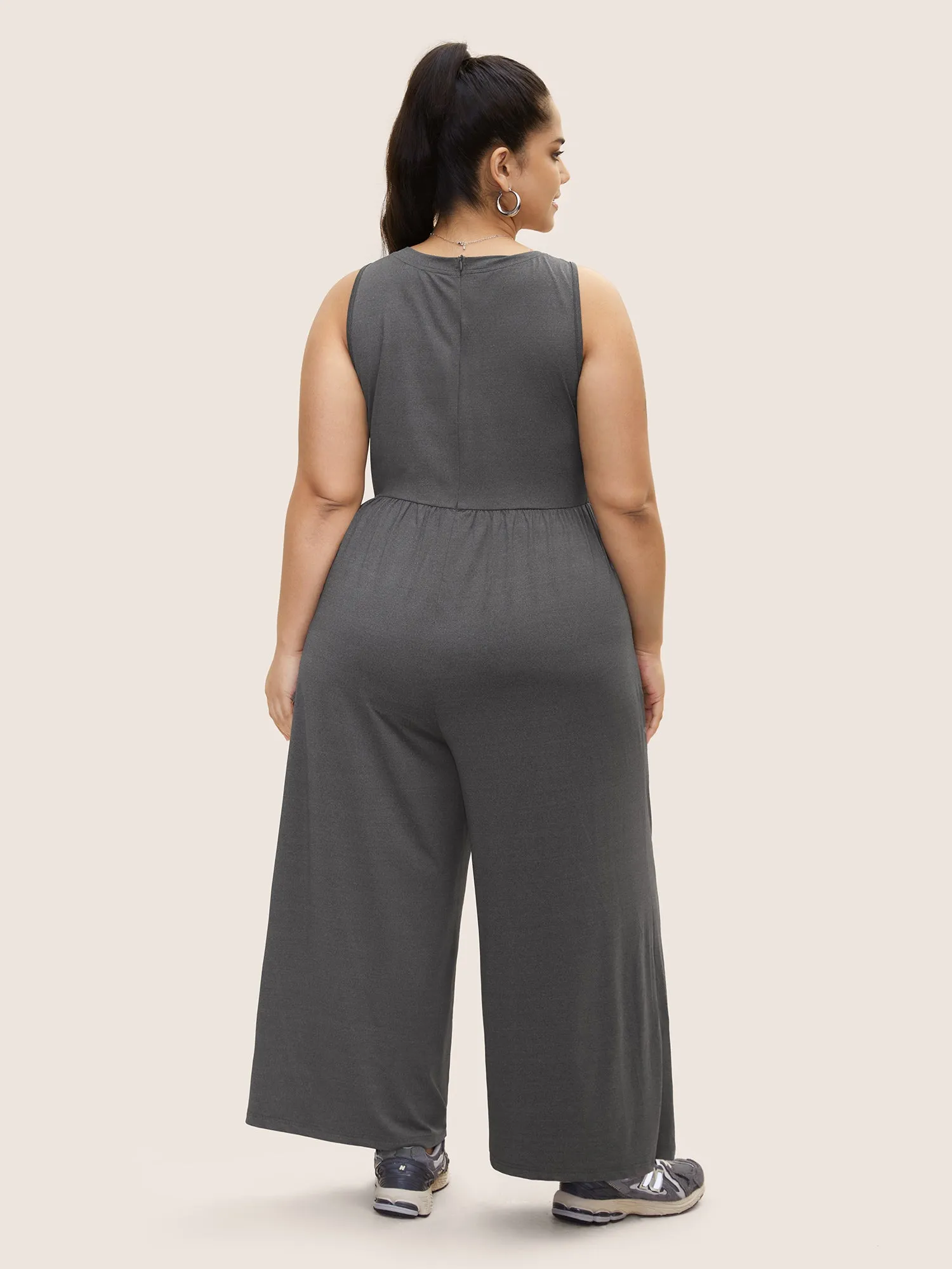 Rib Knit Patchwork Wide Leg Jumpsuit sold by Bloomchic product image thumbnail 4