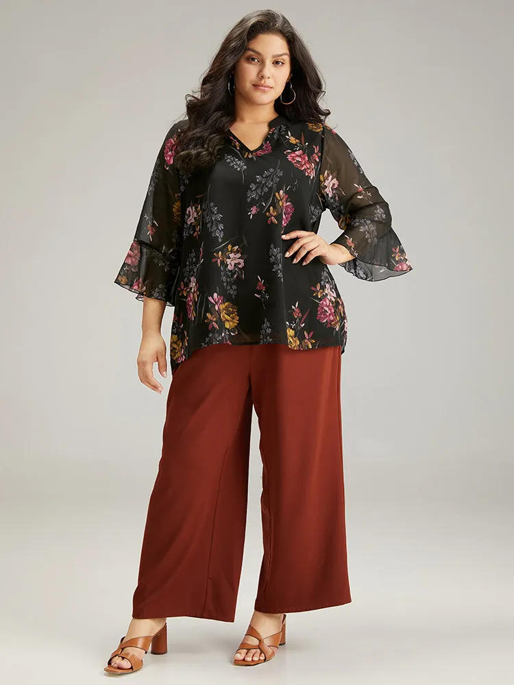 Floral Mesh Ruffle Sleeve Blouse sold by Bloomchic product image thumbnail 4