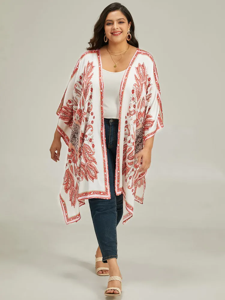 Paisley Print Asymmetrical Hem Drape Kimono sold by Bloomchic product image thumbnail 5