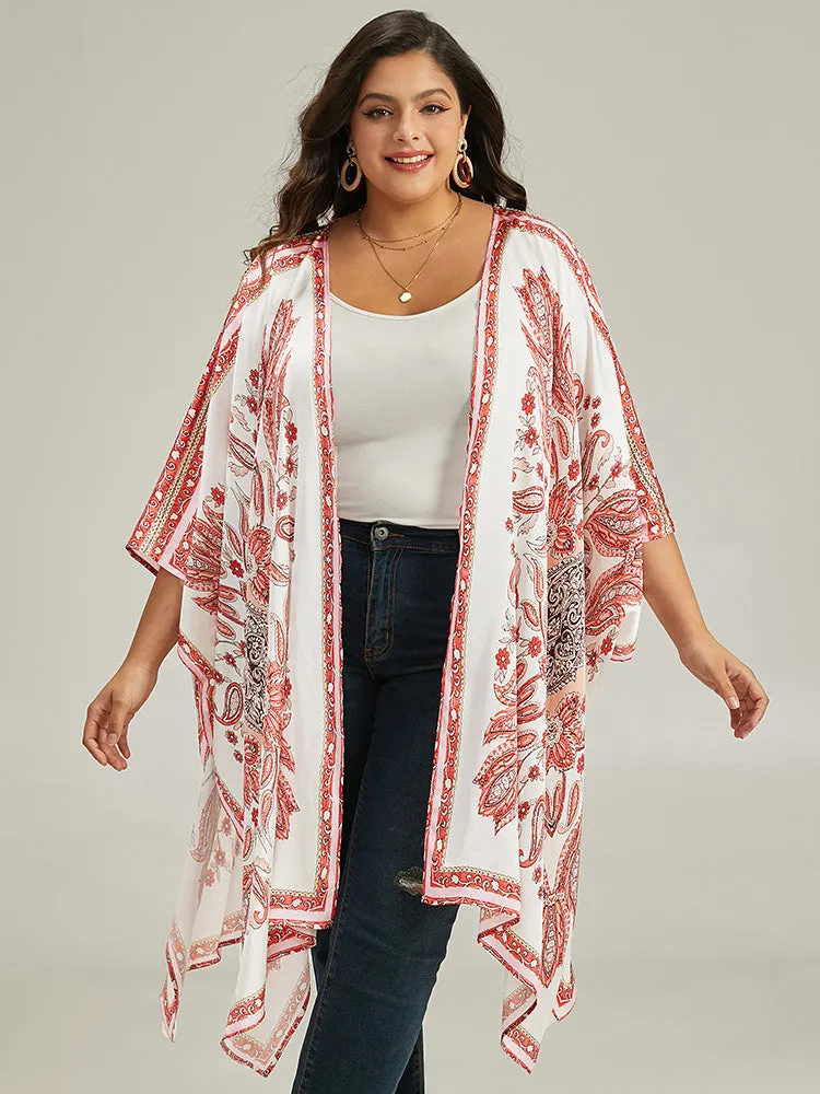 Paisley Print Asymmetrical Hem Drape Kimono sold by Bloomchic product image thumbnail 2