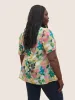 Floral Print Frill Trim Button Detail Blouse sold by Bloomchic