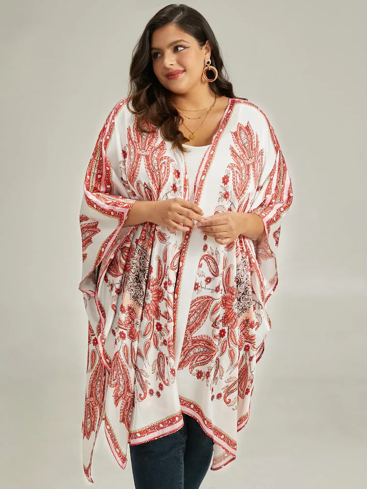 Paisley Print Asymmetrical Hem Drape Kimono sold by Bloomchic product image thumbnail 3