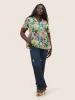 Floral Print Frill Trim Button Detail Blouse sold by Bloomchic