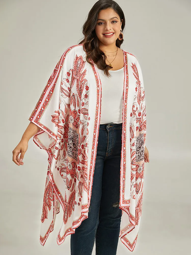 Paisley Print Asymmetrical Hem Drape Kimono sold by Bloomchic product image thumbnail 4
