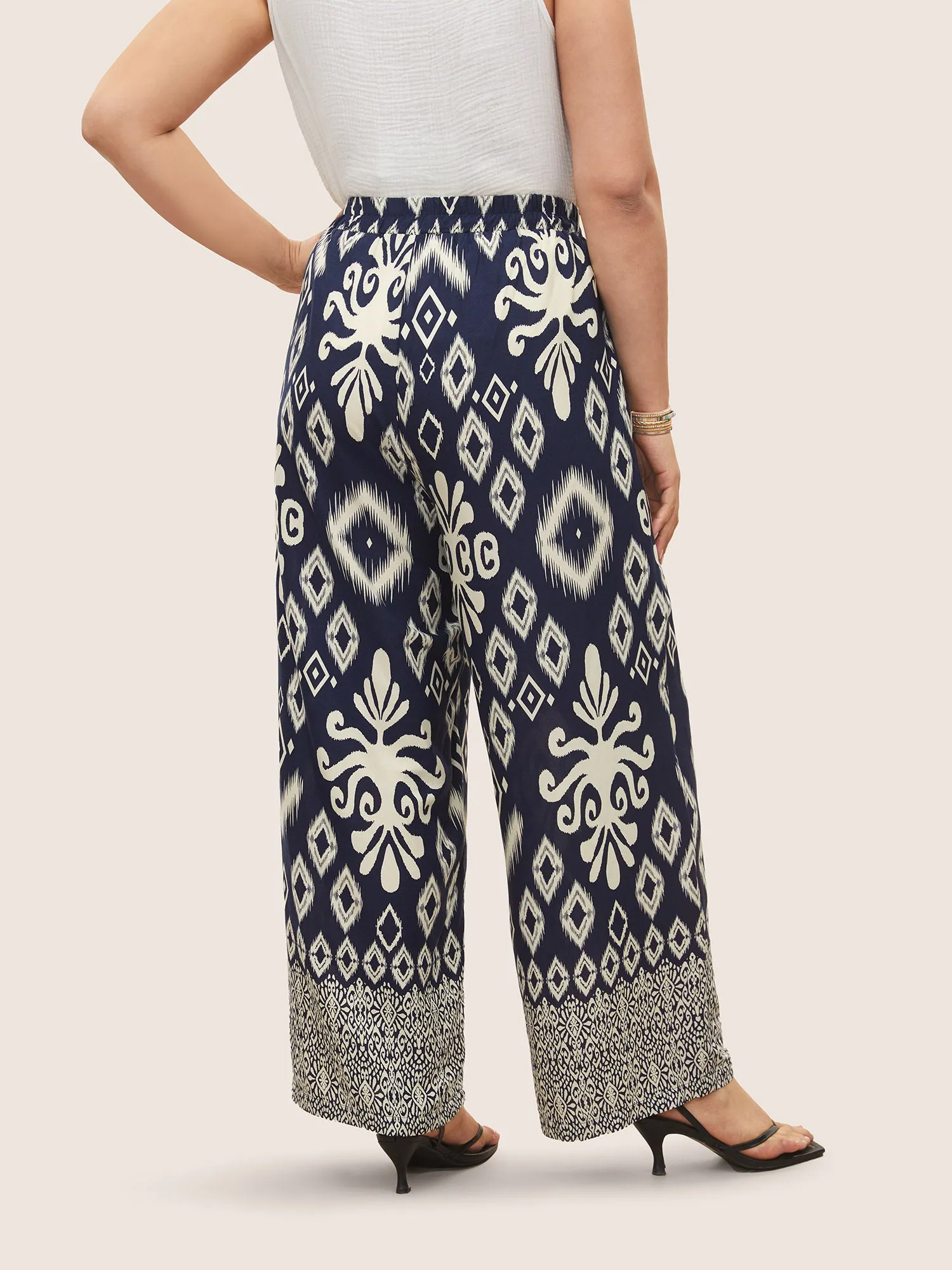 Bandana Tassel Trim Elastic Waist Wide Leg Pants sold by Bloomchic product image thumbnail 2