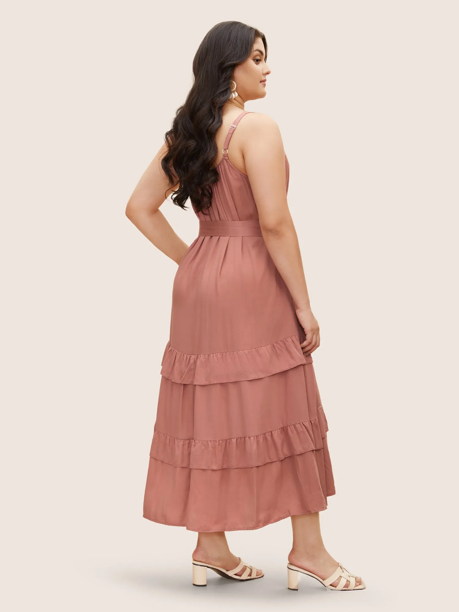 Solid Ruffle Layered Hem Cami Dress sold by Bloomchic product image thumbnail 4