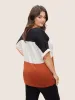 Colorblock Contrast Cuffed Sleeve T-shirt sold by Bloomchic