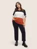 Colorblock Contrast Cuffed Sleeve T-shirt sold by Bloomchic