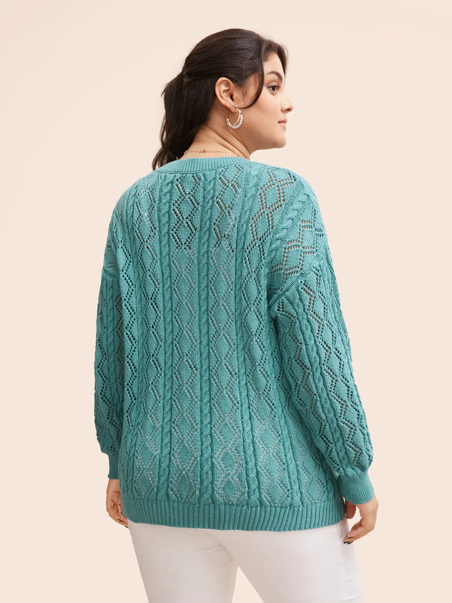 Texture Cut Out Drop Shoulder Pullover sold by Bloomchic product image thumbnail 2