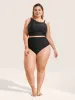 Plain Ruched High Rise Swim Bottom sold by Bloomchic