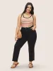 Stripes Print U Neck Contrast Trim Tank Top sold by Bloomchic