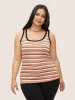 Stripes Print U Neck Contrast Trim Tank Top sold by Bloomchic