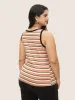 Stripes Print U Neck Contrast Trim Tank Top sold by Bloomchic