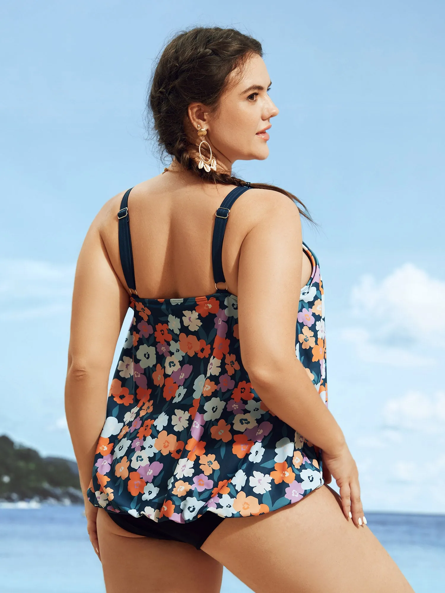 Floral Patchwork Round Buckle Detail Swim Top sold by Bloomchic product image thumbnail 2