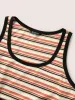 Stripes Print U Neck Contrast Trim Tank Top sold by Bloomchic