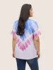 Tie Dye Contrast Round Neck T-shirt sold by Bloomchic