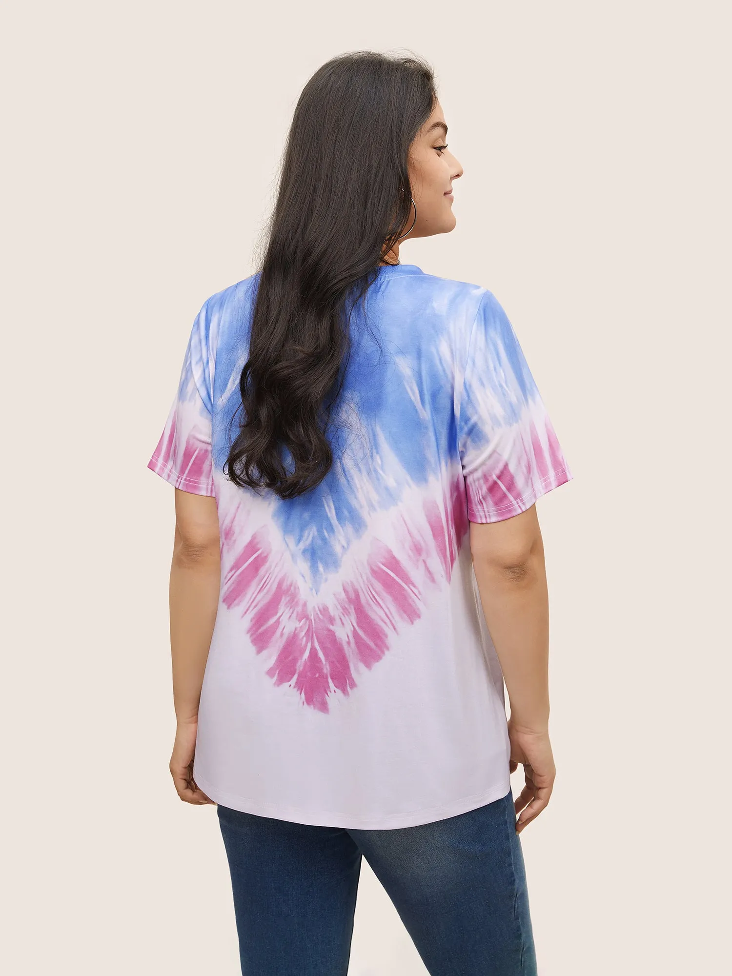 Tie Dye Contrast Round Neck T-shirt sold by Bloomchic product image thumbnail 2