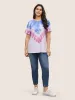 Tie Dye Contrast Round Neck T-shirt sold by Bloomchic