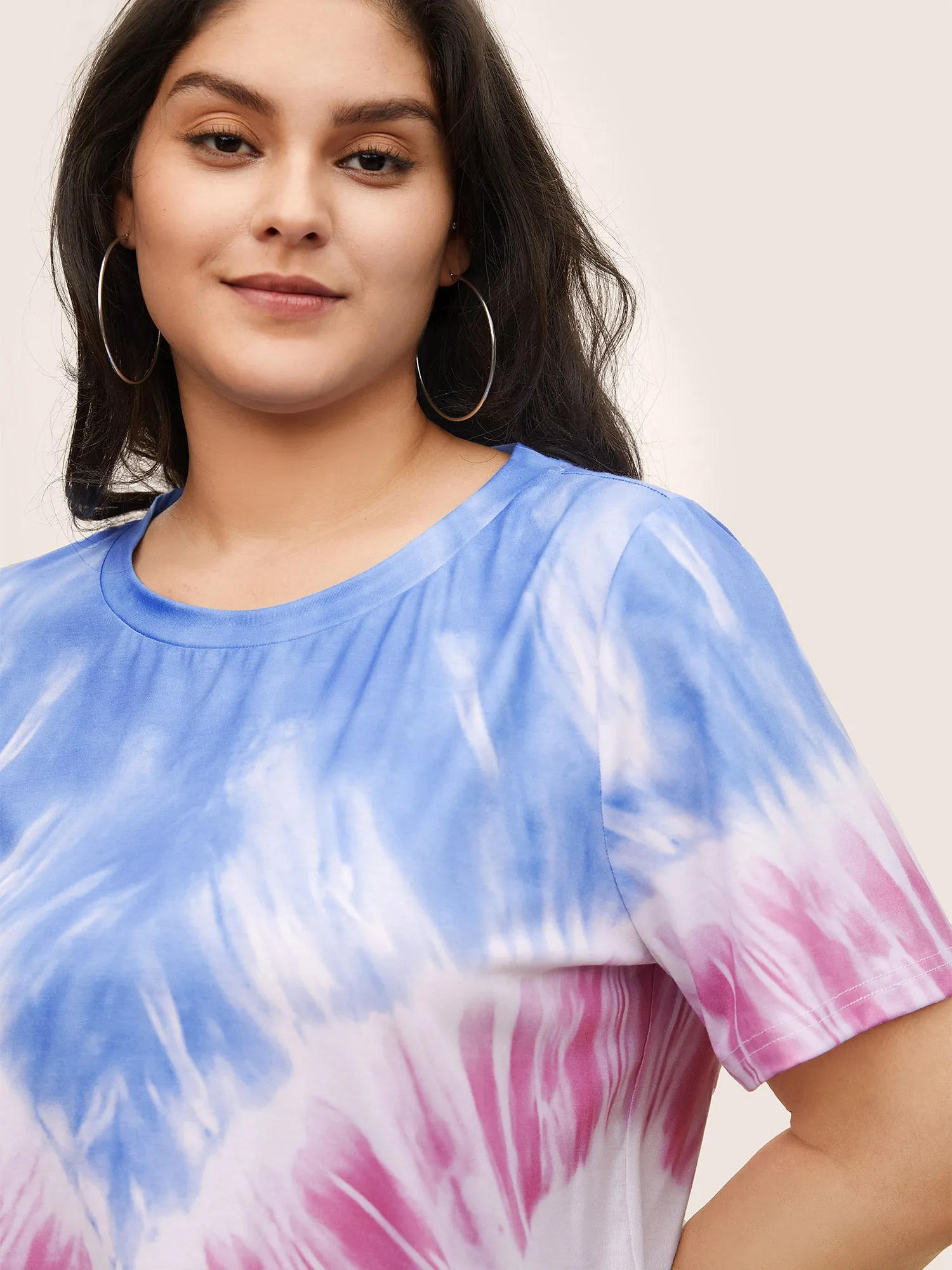 Tie Dye Contrast Round Neck T-shirt sold by Bloomchic product image thumbnail 4