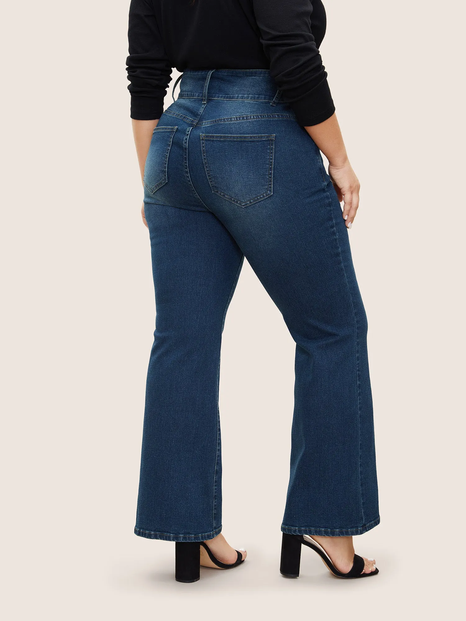 Flare Leg Medium Wash Pocket Jeans sold by Bloomchic product image thumbnail 4