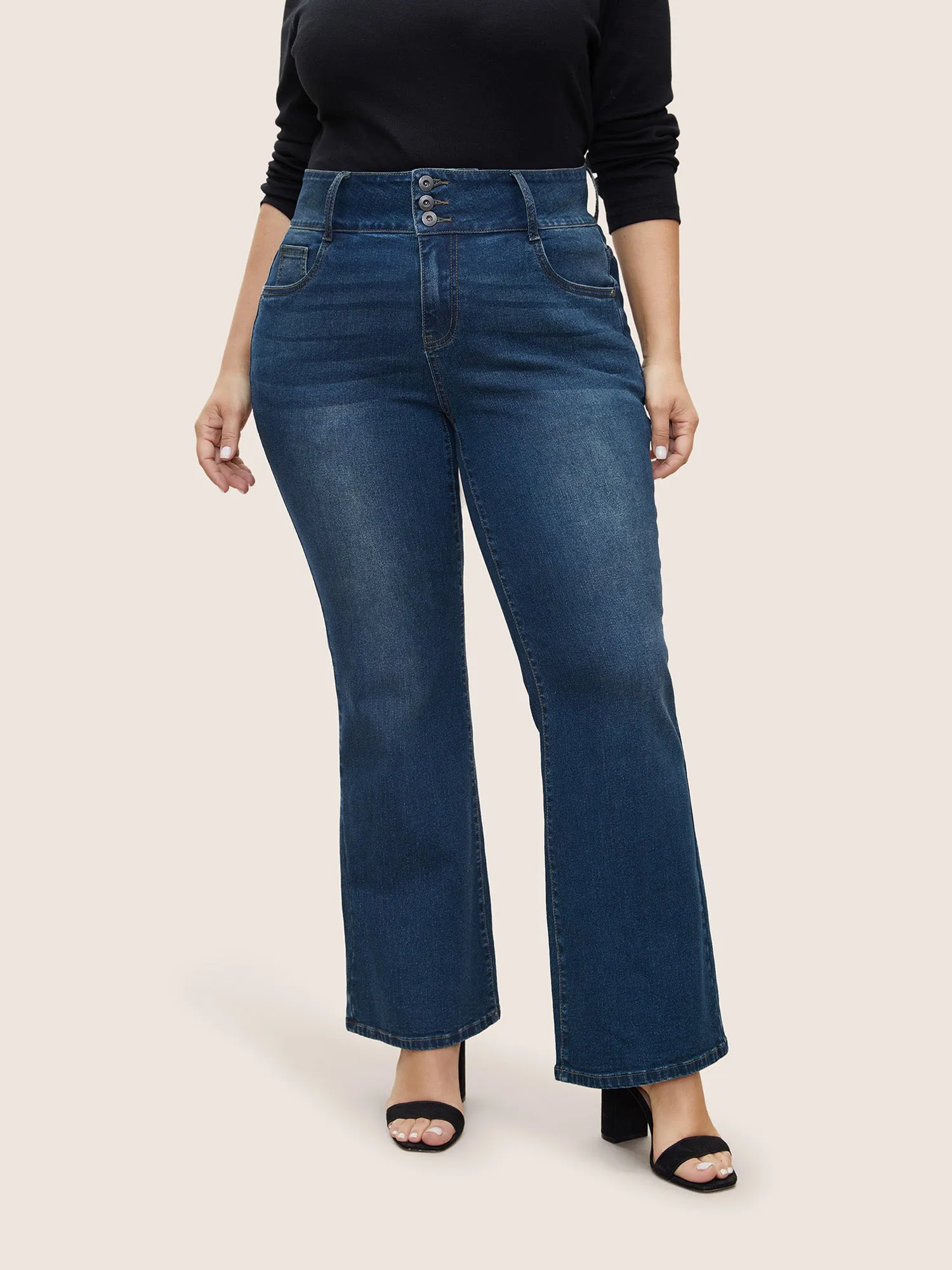 Flare Leg Medium Wash Pocket Jeans sold by Bloomchic
