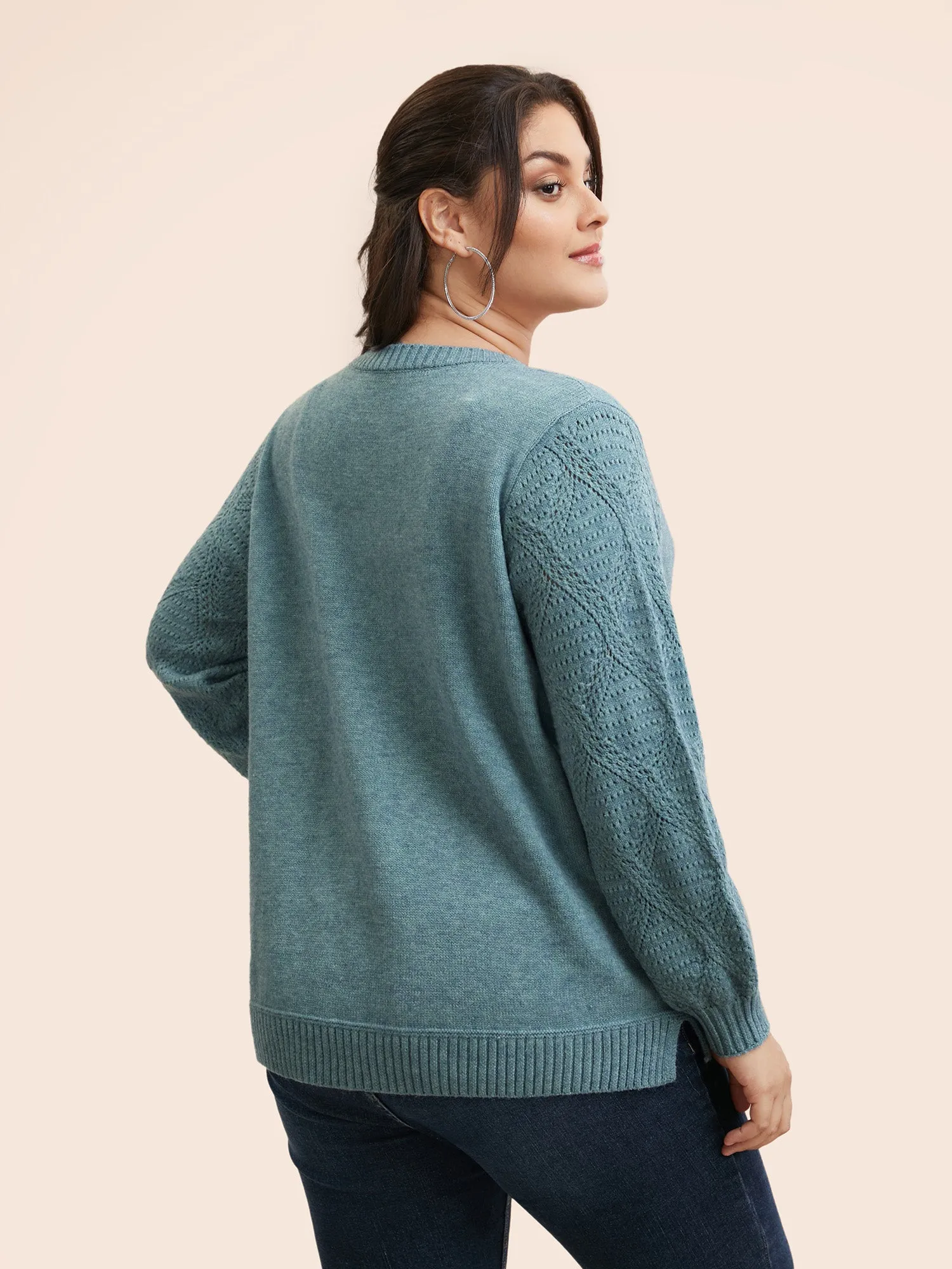 V Neck Texture Lantern Sleeve Pullover sold by Bloomchic product image thumbnail 2