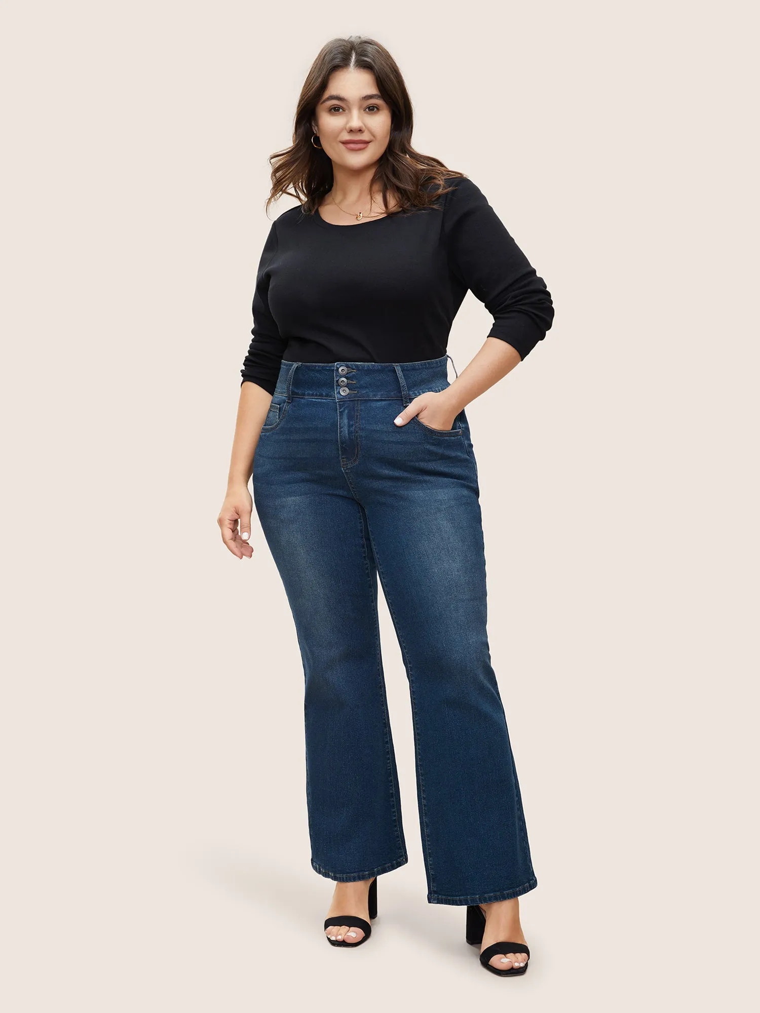 Flare Leg Medium Wash Pocket Jeans sold by Bloomchic product image thumbnail 2