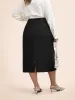Stretch Woven Slit Midi Skirt sold by Bloomchic