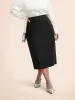 Stretch Woven Slit Midi Skirt sold by Bloomchic
