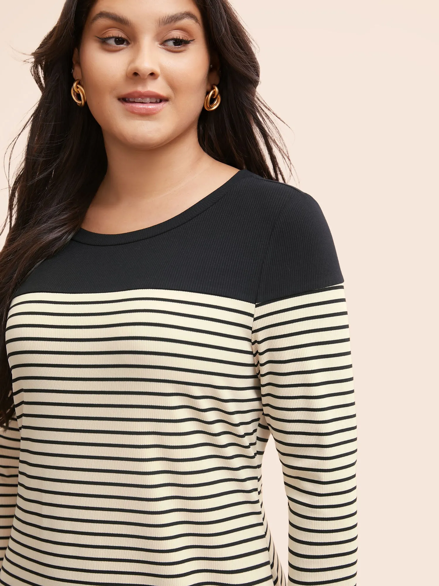 Striped Patchwork Rib Knit Midi Dress sold by Bloomchic product image thumbnail 4