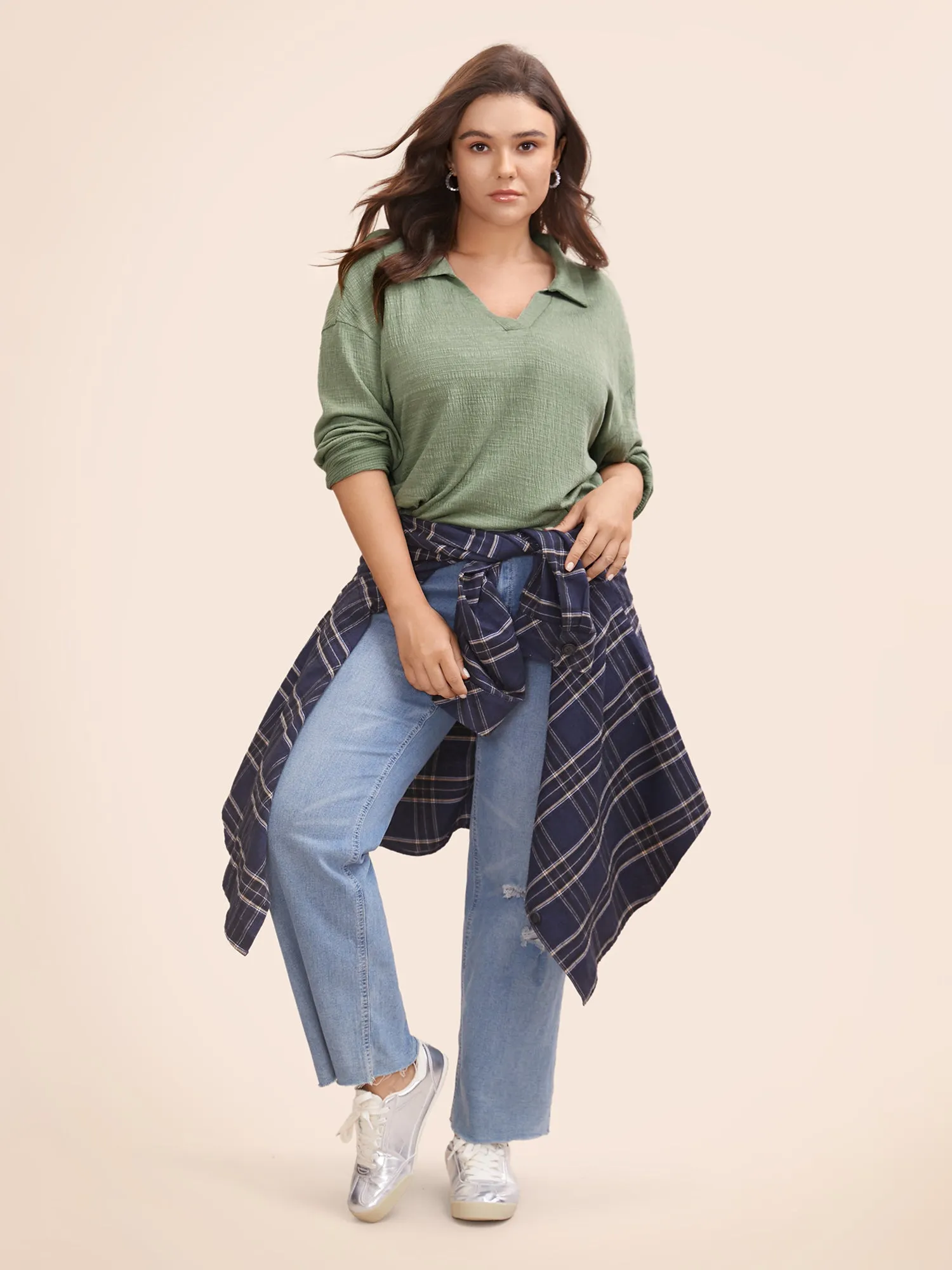 Solid Flat Collar Pit Strip T-shirt sold by Bloomchic product image thumbnail 4