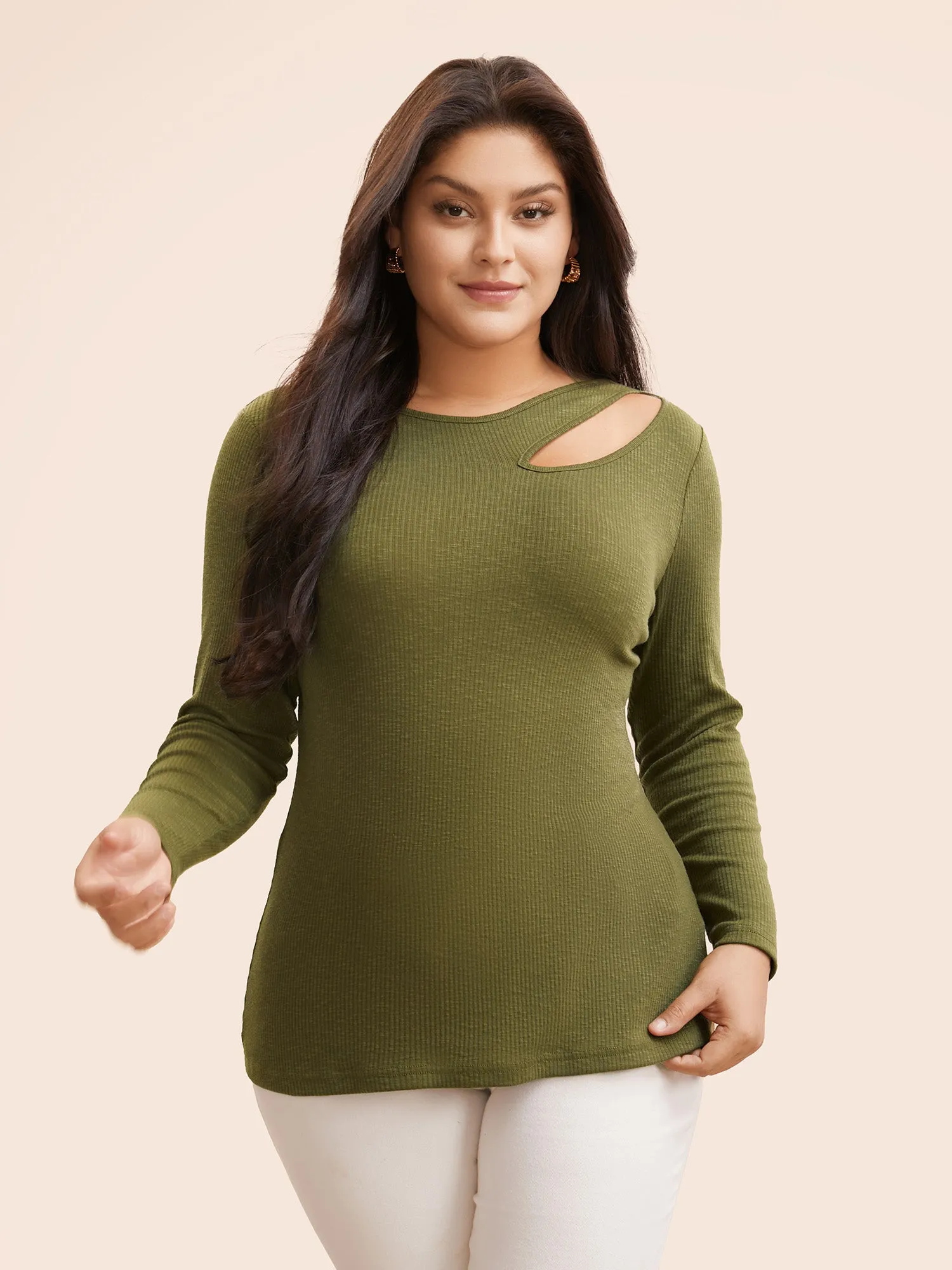 Solid Pit Strip Cut Out T-shirt sold by Bloomchic