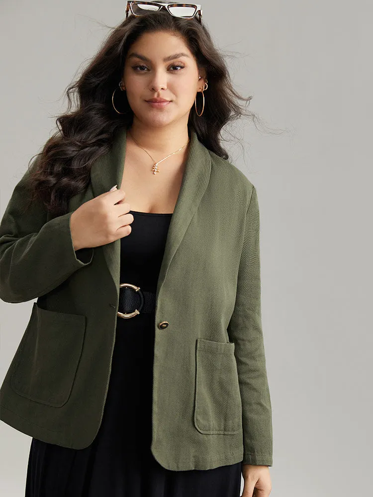 Plisse Lapel Collar Patched Pocket Blazer sold by Bloomchic