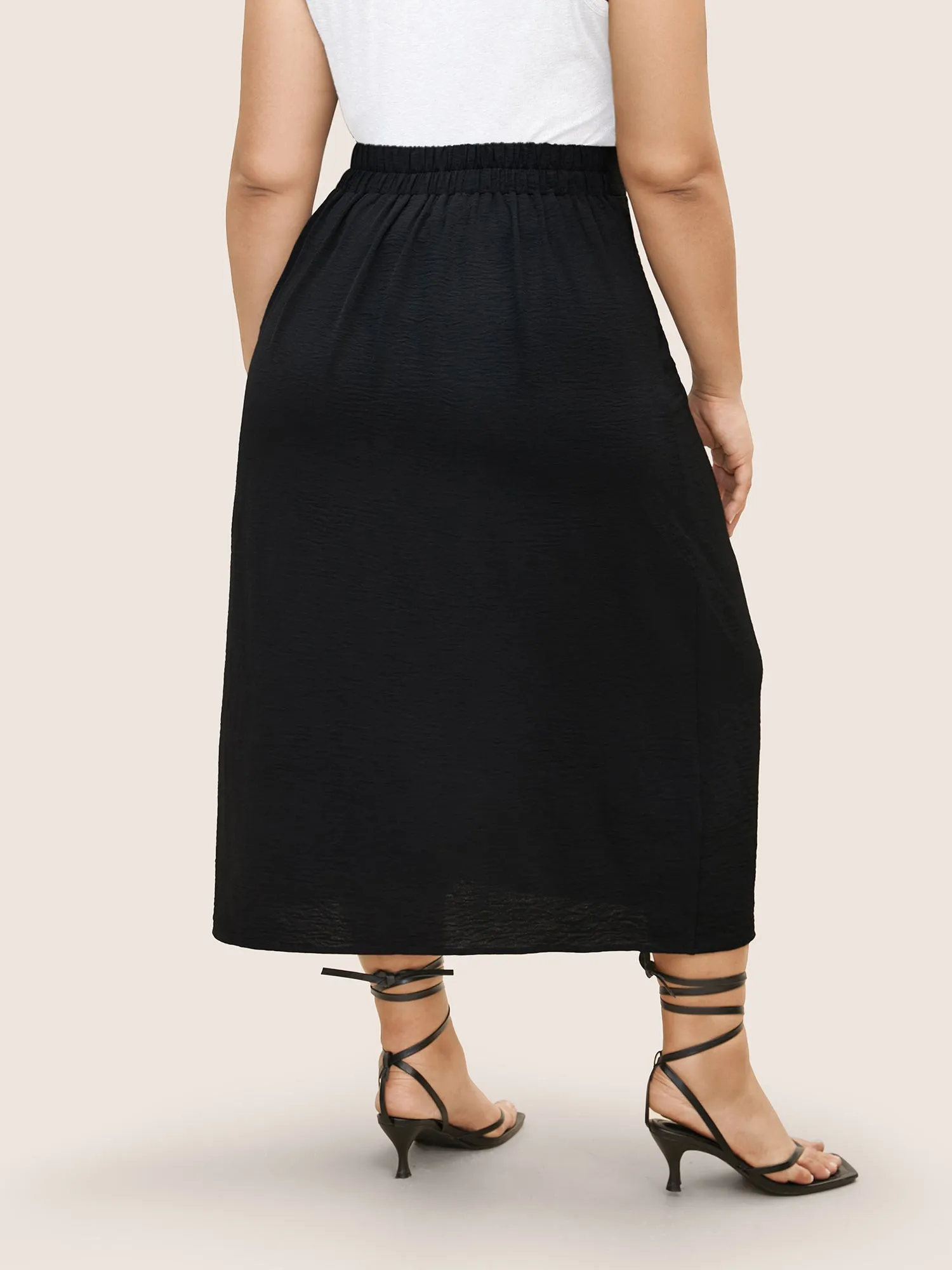 Plain Textured Slit Hem Gathered Skirt sold by Bloomchic product image thumbnail 3