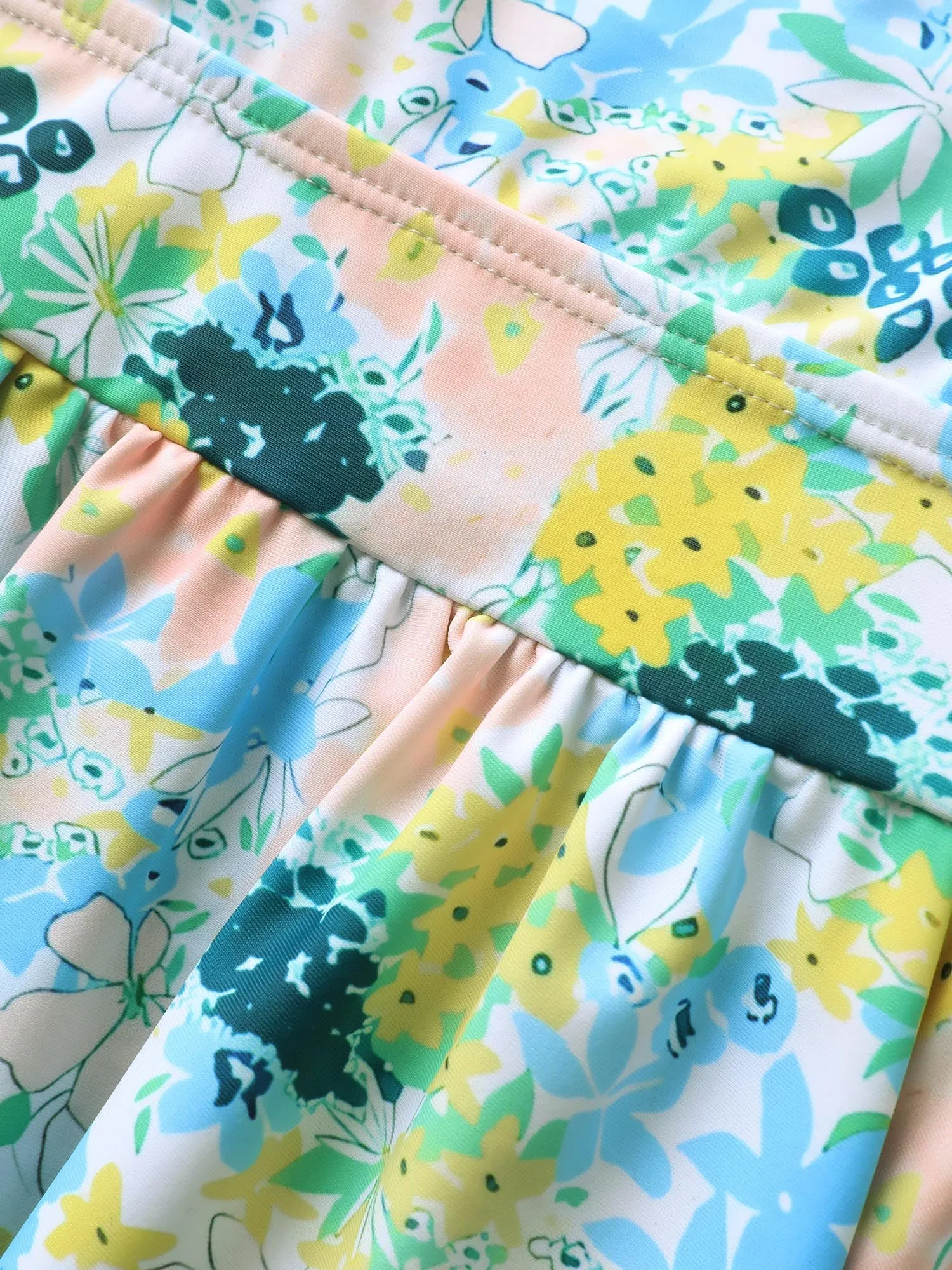 Floral Print V Neck Gathered Swim Dress sold by Bloomchic product image thumbnail 5