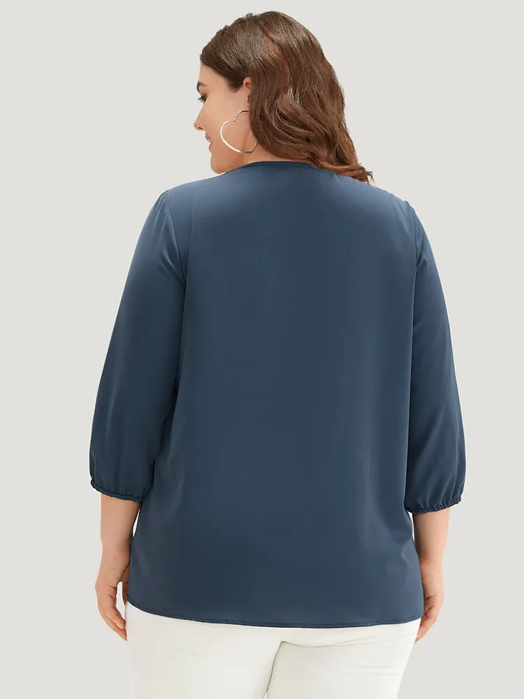 Anti-Wrinkle Square Neck Lace Panel Gathered Blouse sold by Bloomchic product image thumbnail 5