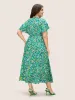 Floral Button Detail Petal Sleeve Maxi Dress sold by Bloomchic