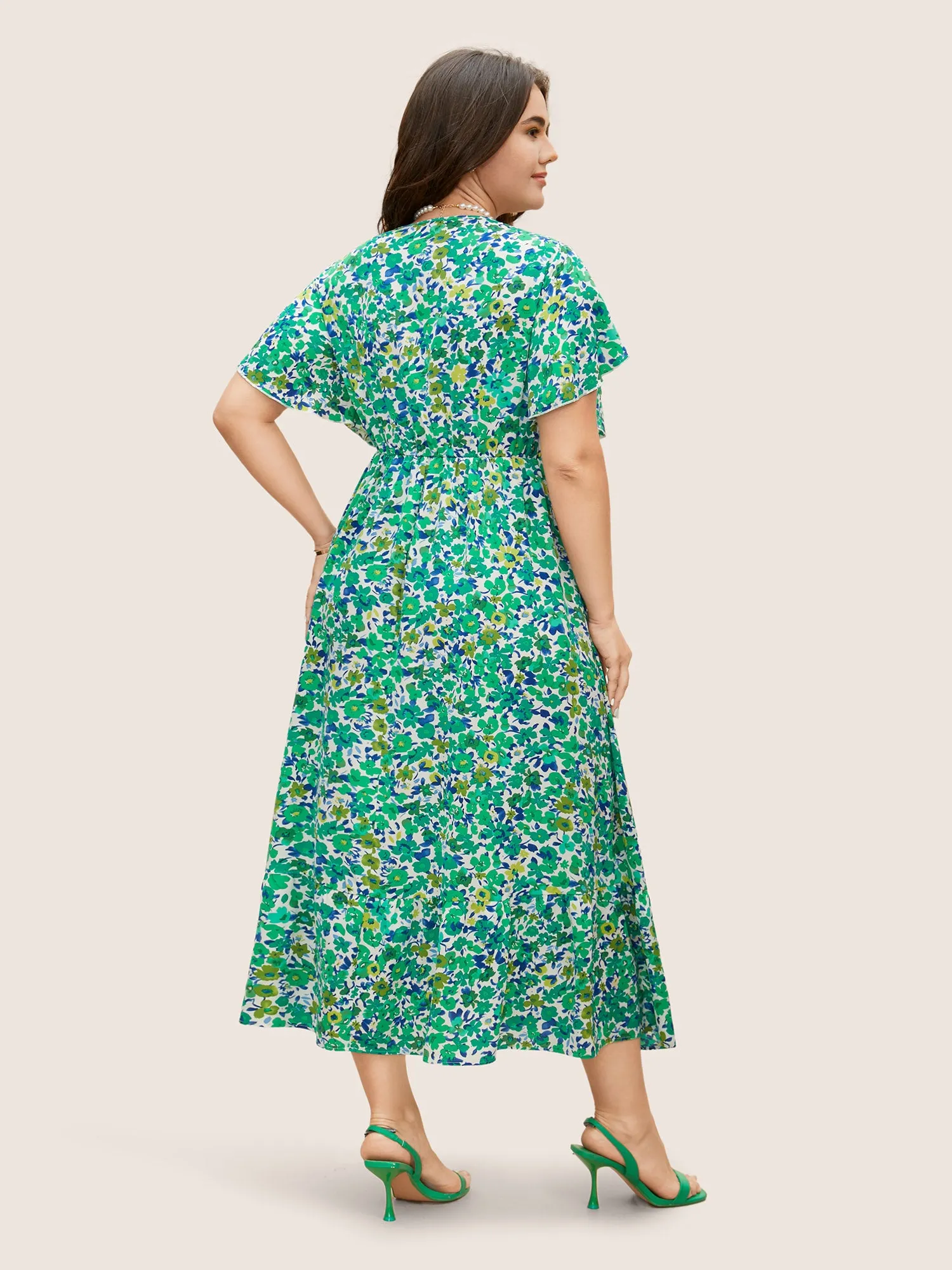 Floral Button Detail Petal Sleeve Maxi Dress sold by Bloomchic product image thumbnail 3