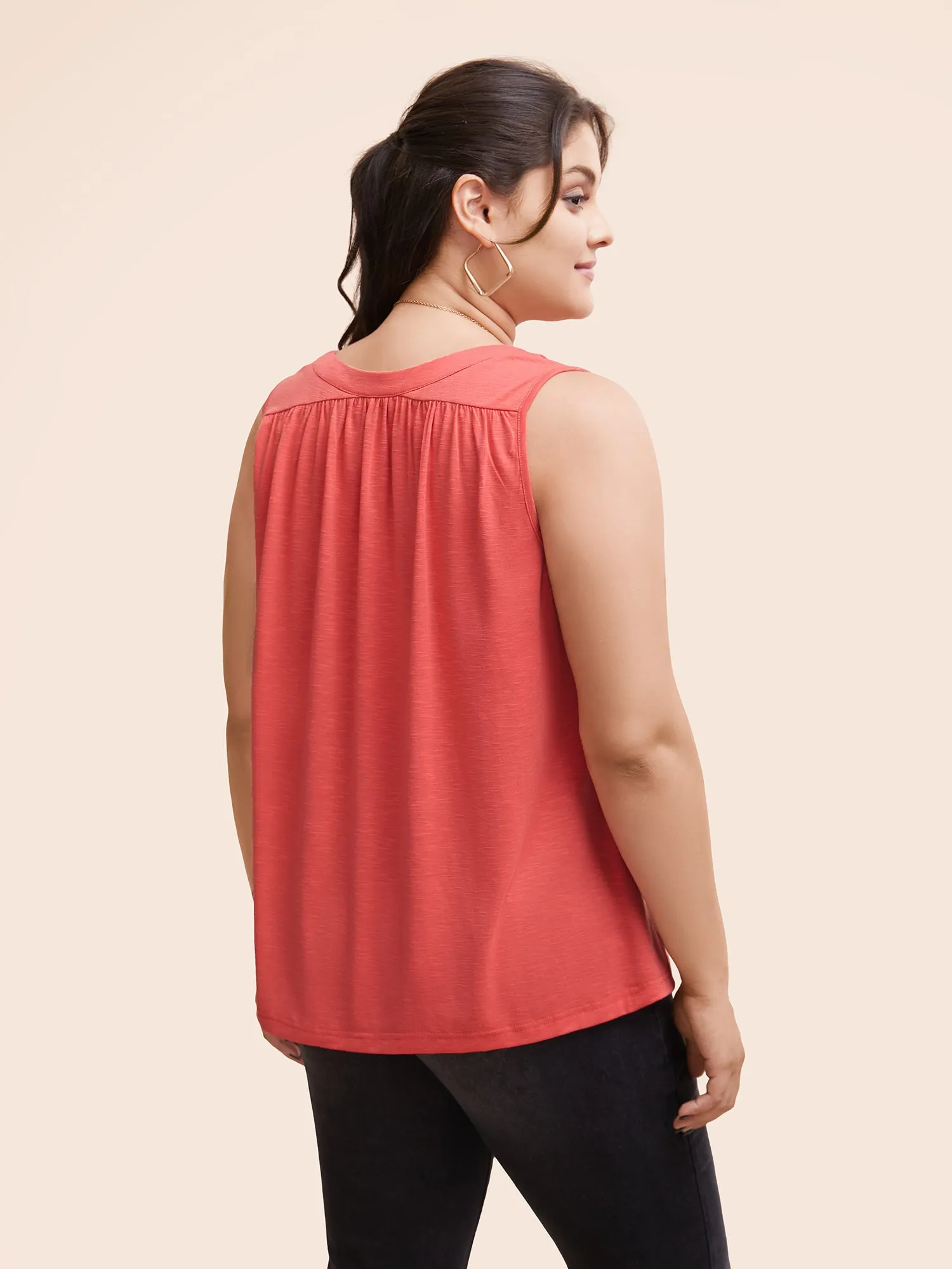 Solid Tie Knot Gathered Tank Top sold by Bloomchic product image thumbnail 5