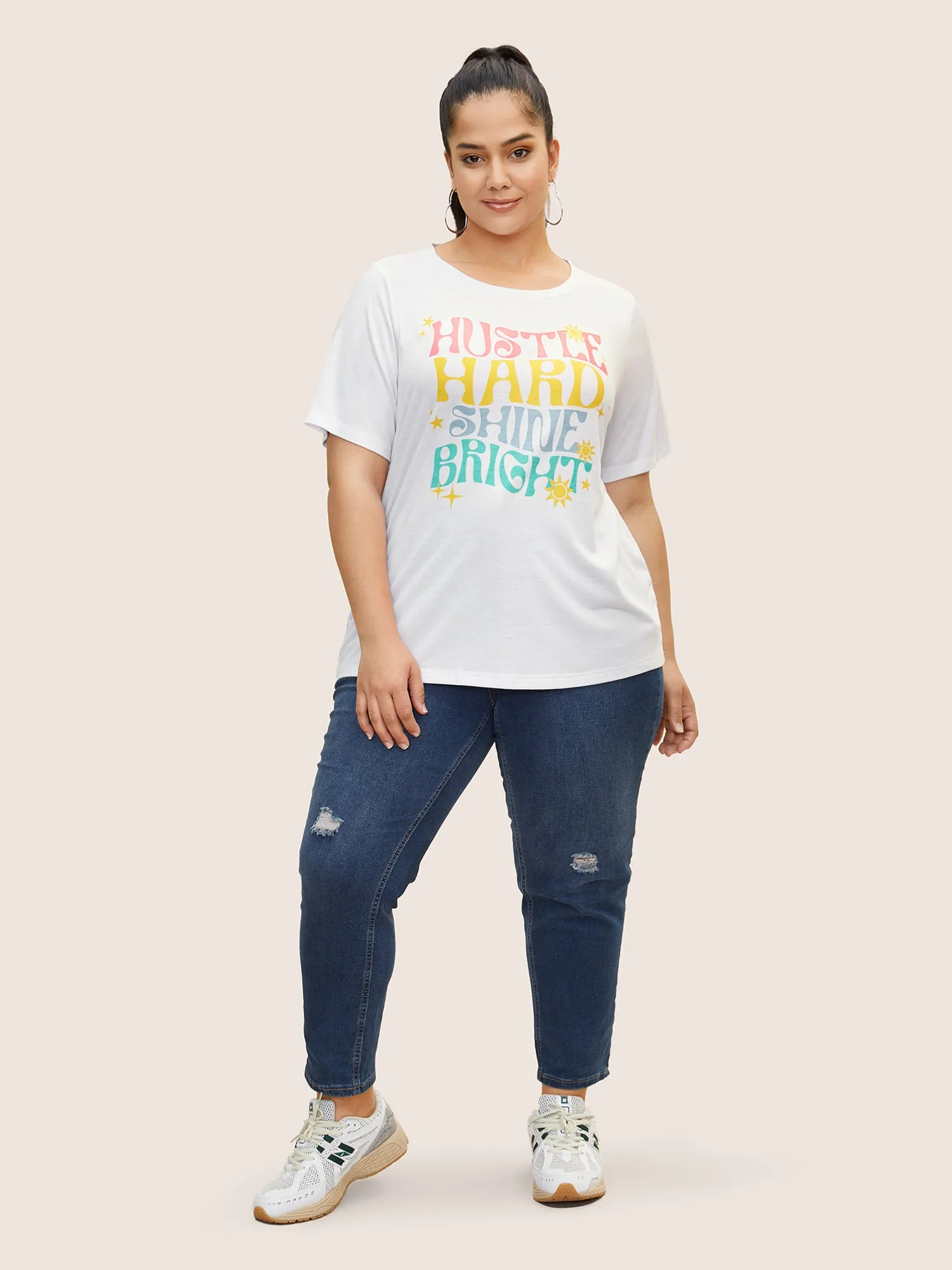 Colorful Design Print Round Neck T-shirt sold by Bloomchic product image thumbnail 3